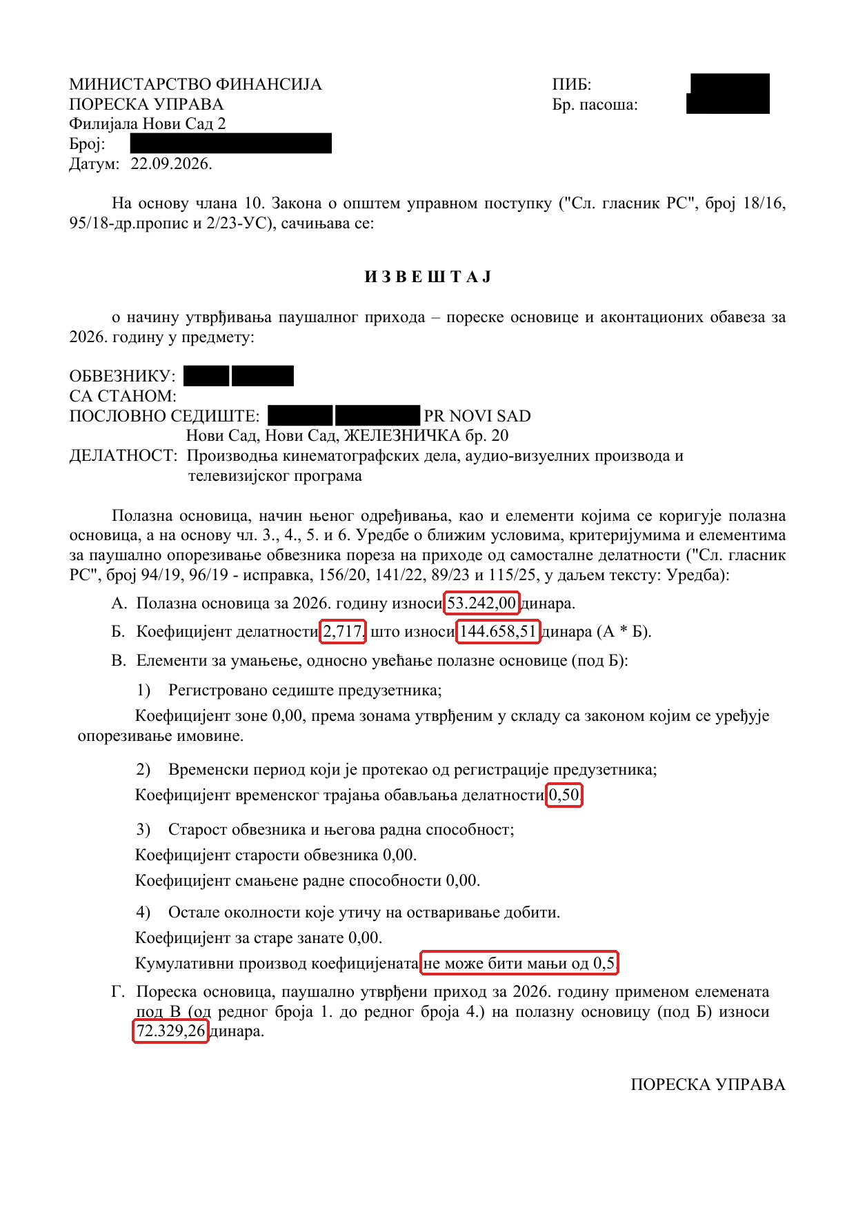 Отчёт о расчёте паушальной базы